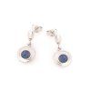earrings with round doublet blue opal in 925 rhodium silver