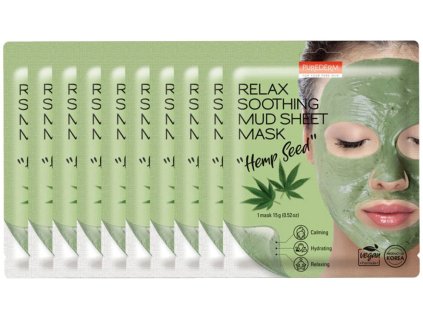 purederm-relax-soothing-mud-sheet-mask-hemp-seed-10ks