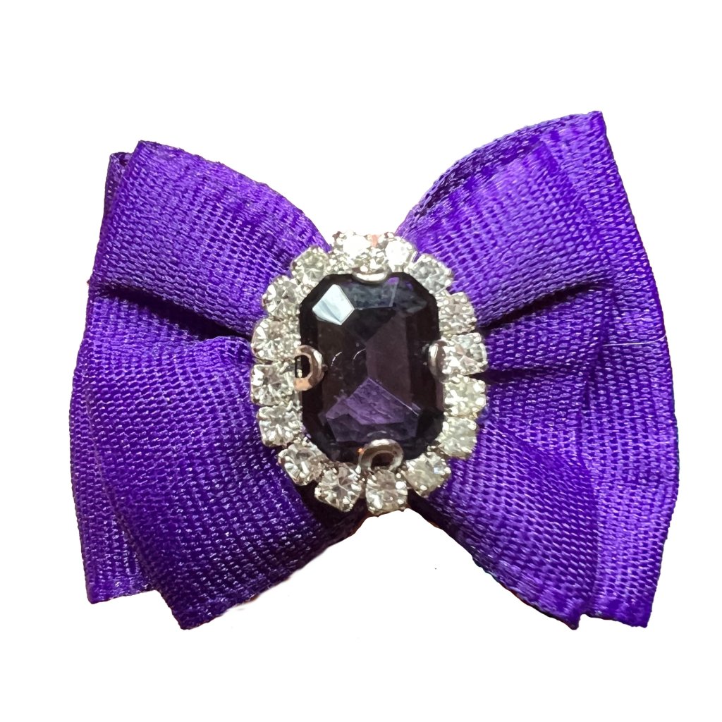 Taffeta Bow with Octagon- Amethyst