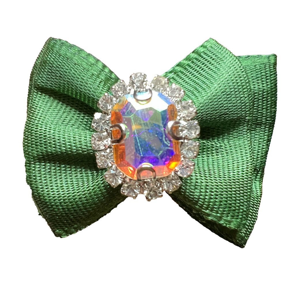 Taffeta Bow with Octagon Crystal AB