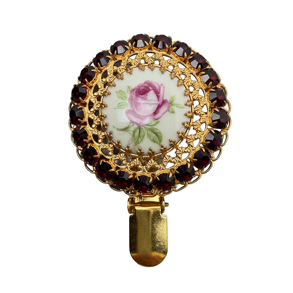 Vintage Brooch with Porcelain Rose 2