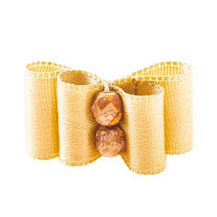 Satin Bow with Chalk-Coloured Fire-Polished Beads