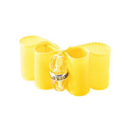 Taffeta Bow with Fire Polished Beads in the Colour of Jonquils and a Roundel