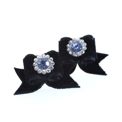Velvet Bows with Flowers Lt Sapphire