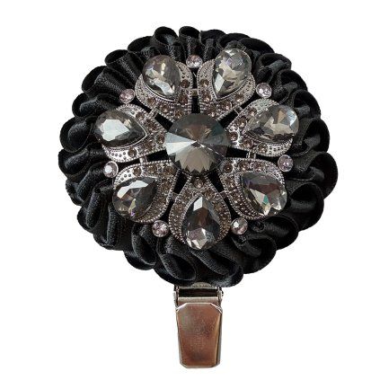 Satin Brooch with Big Rhinestone Flower