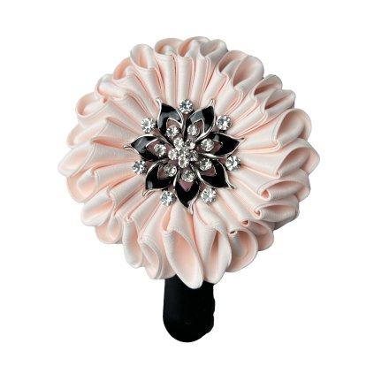Satin Brooch with a Black and Silver Decoration