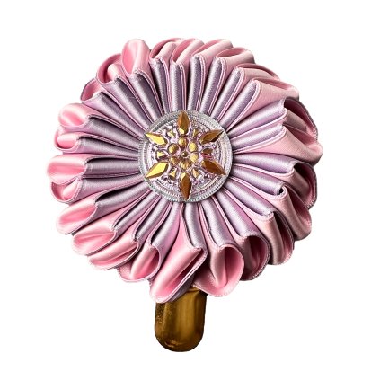 Satin Brooch with a Czech Glass button Jenil