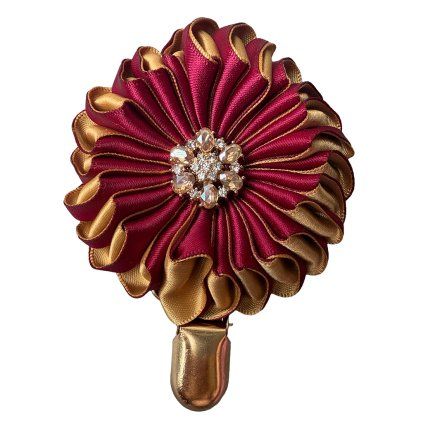 Brooch with an Yellowish Rhinestone Flower Button