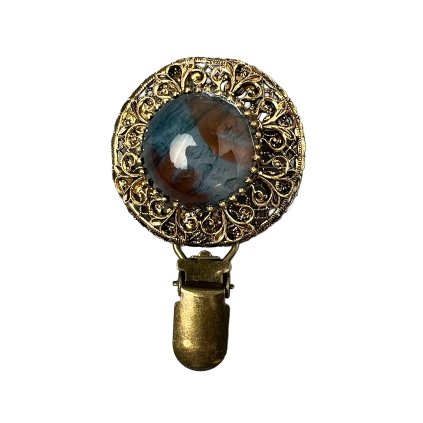 Antique Round Art Nouveau Brooch with Coloured Cabochon