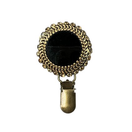 Antique Brass Brooch with a Flat Cabochon