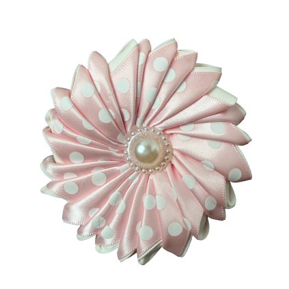 Shaggy Satin Brooch with a Sun Acrylic Pearl Button