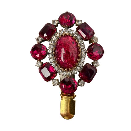 Brooch with a Silver-plated Oval Cabochon