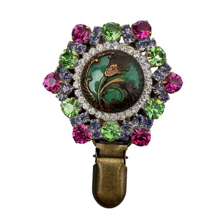 Brož se zeleným tulipánovým středem