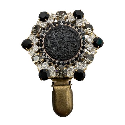 Brooch with Black Floral Ornament