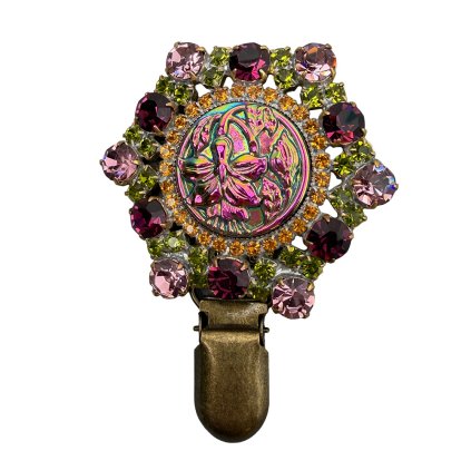 Brooch with Metallic Floral Motif