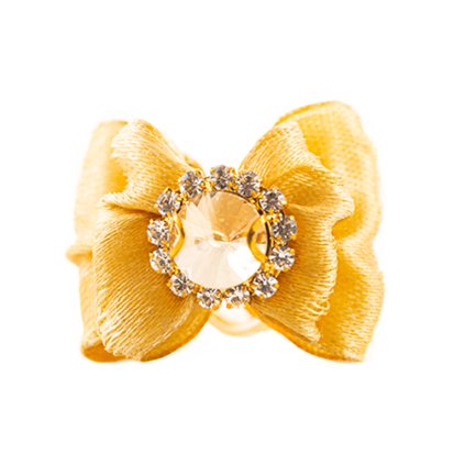 Satin Bow with Rivoli Golden Shadow