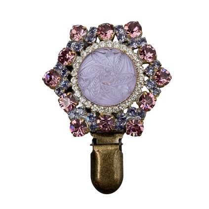 Brooch with Purple Flower and Leaves