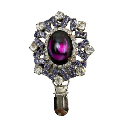 Brooch with Purple Oval Cabochon