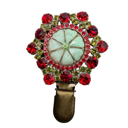 Brooch with Aqua Blue Seven-Leaf Clover