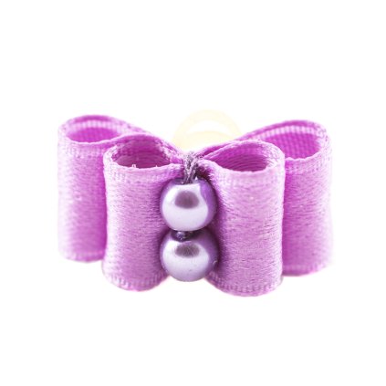Satin Bow with Pale Purple Glass Pearls