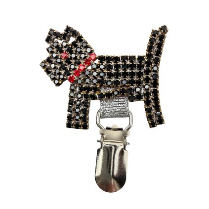 Black Rhinestone Dog with Collar 2