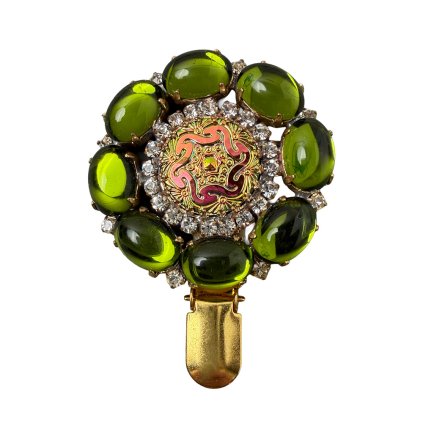 Brooch with Greenish Star-shaped Ornament