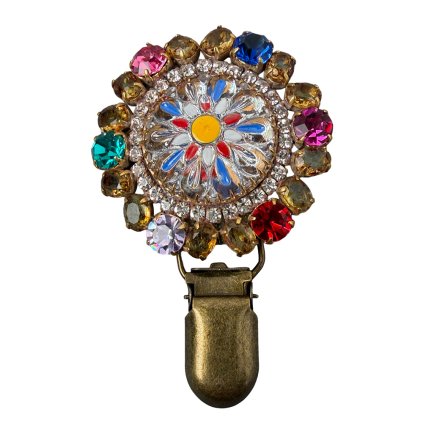 Brooch with Colourful Flower