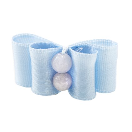 Satin Bow with Light Aquamarine Beads