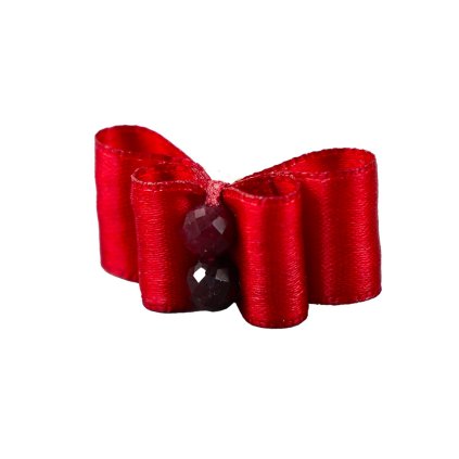 Satin Bow with Garnet Faceted Beads