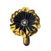 Satin Brooch with an Ink Blue Rhinestone Flower Button