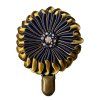 Satin Brooch with Ink Blue Rhinestone Flower Button