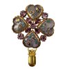 Heart-Shaped Four-Leaf Clover Brooch