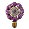 Brooch with Brown Purple Roses on Violet Centre