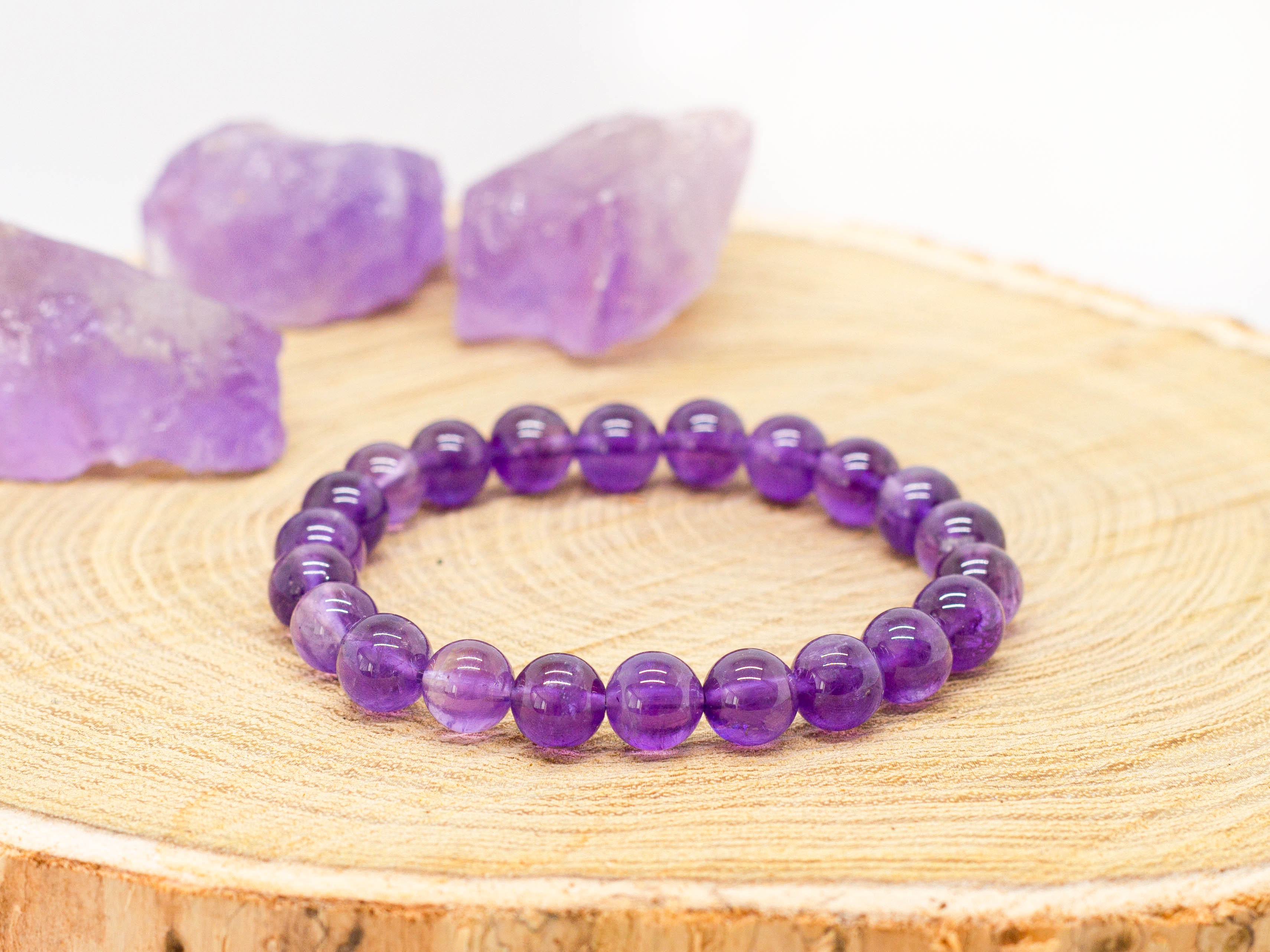 charmX  Náramek AMETYST 8mm Velikost: XS - 15 cm (dětská velikost)