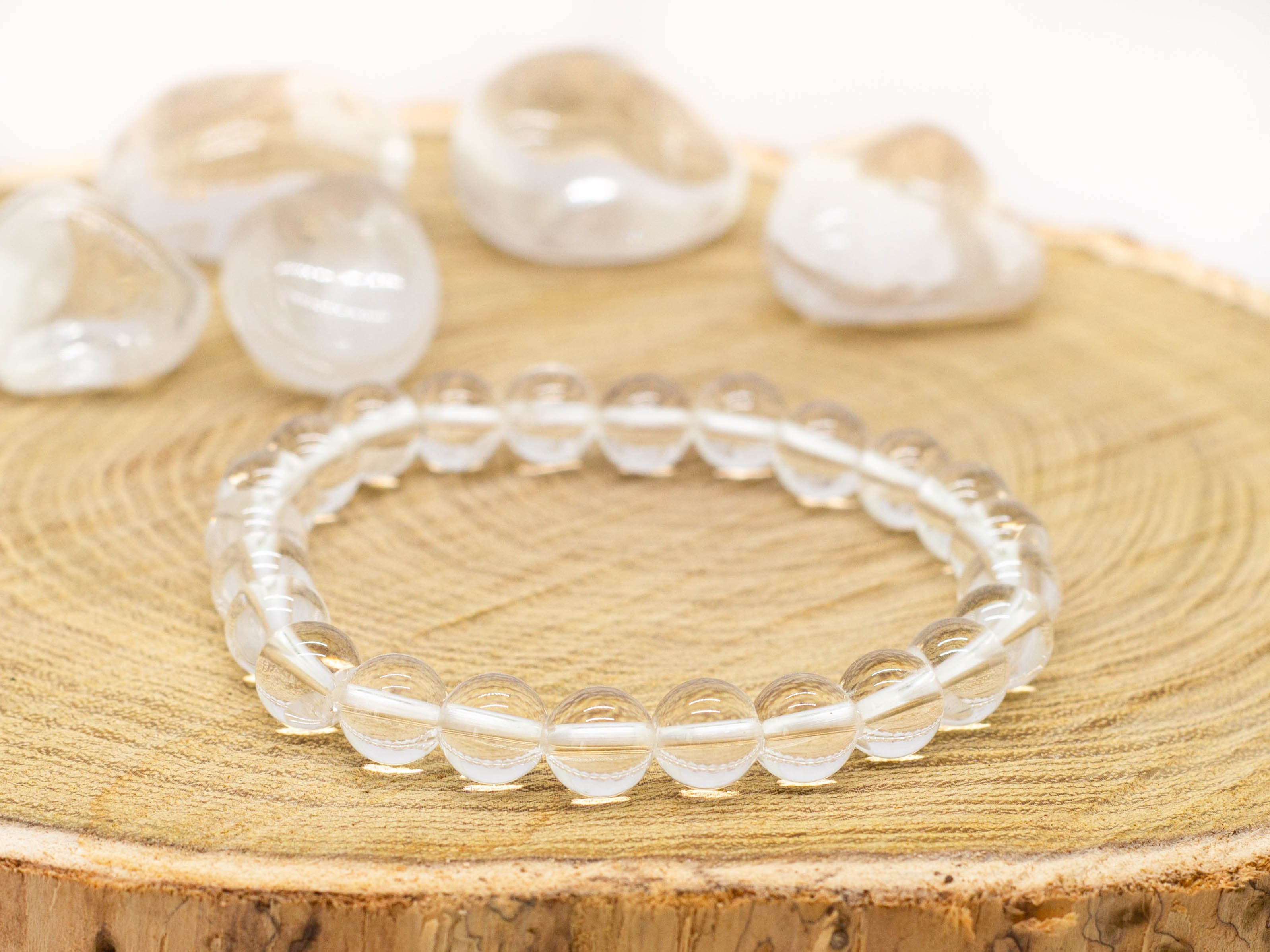 charmX  Náramek KŘIŠŤÁL čirý 8mm Velikost: XS - 15 cm (dětská velikost)