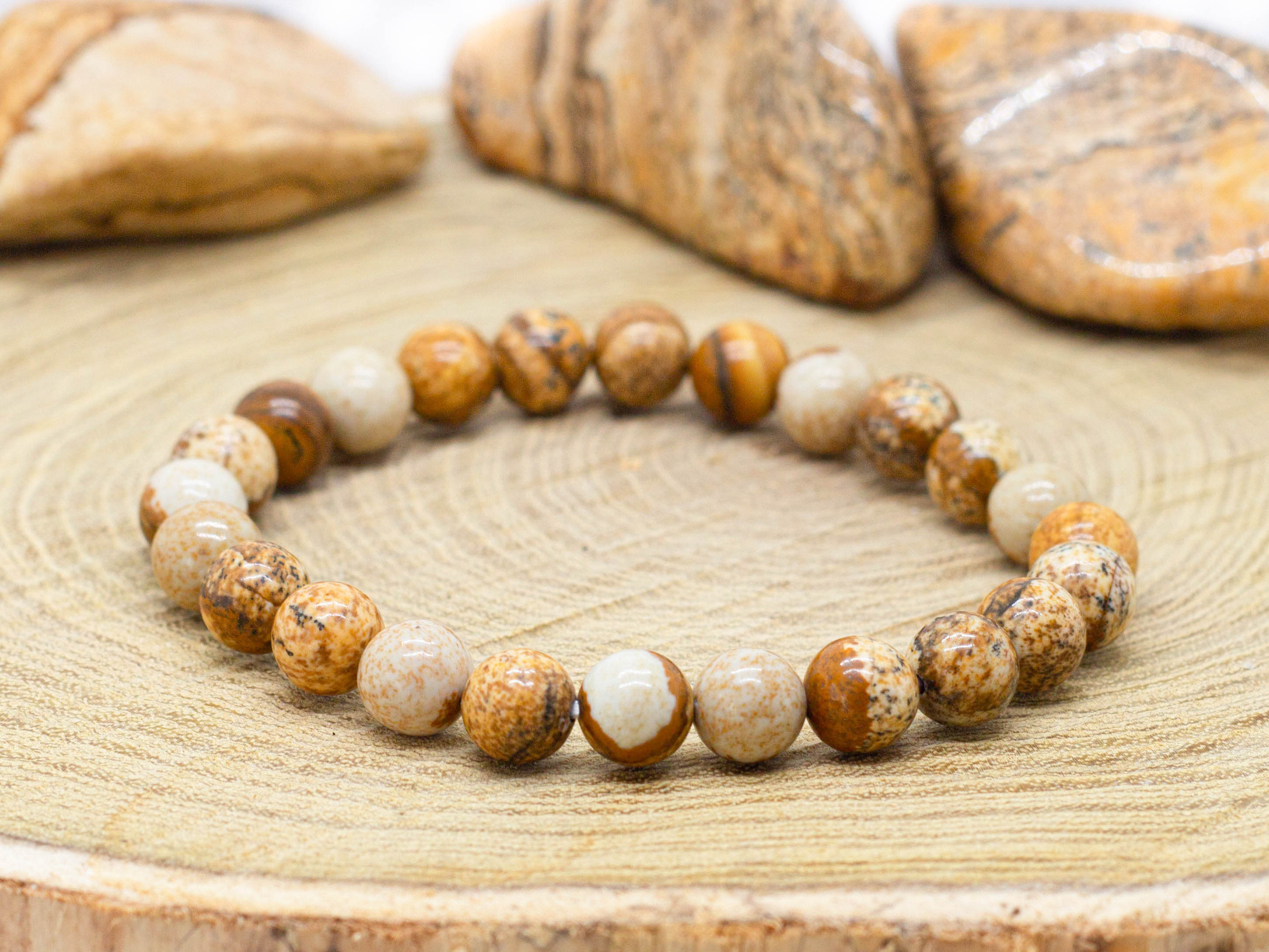 charmX  Náramek JASPIS obrázkový 8mm Velikost: XS - 15 cm (dětská velikost)