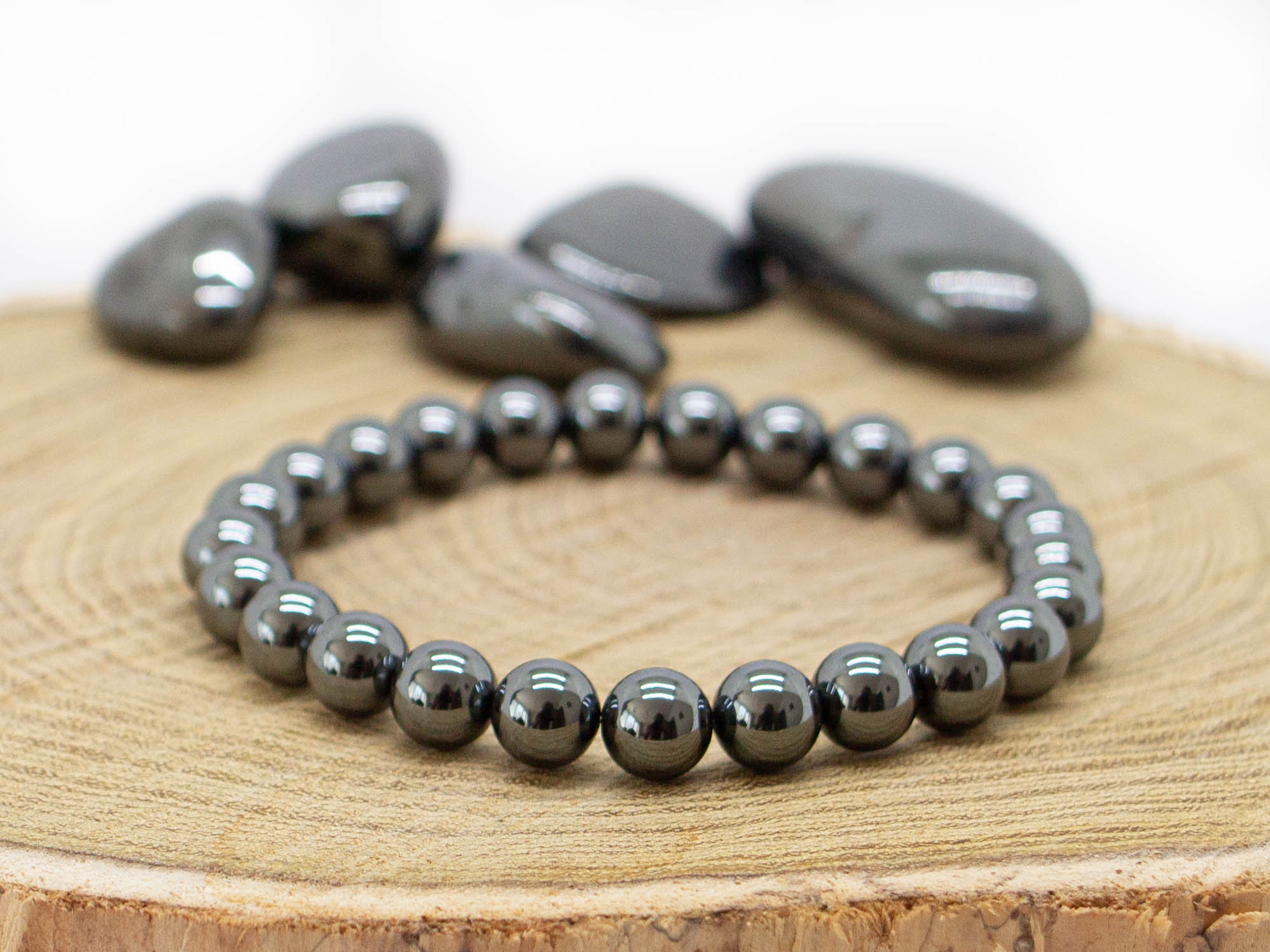 charmX  Náramek HEMATIT 8mm Velikost: XS - 15 cm (dětská velikost)