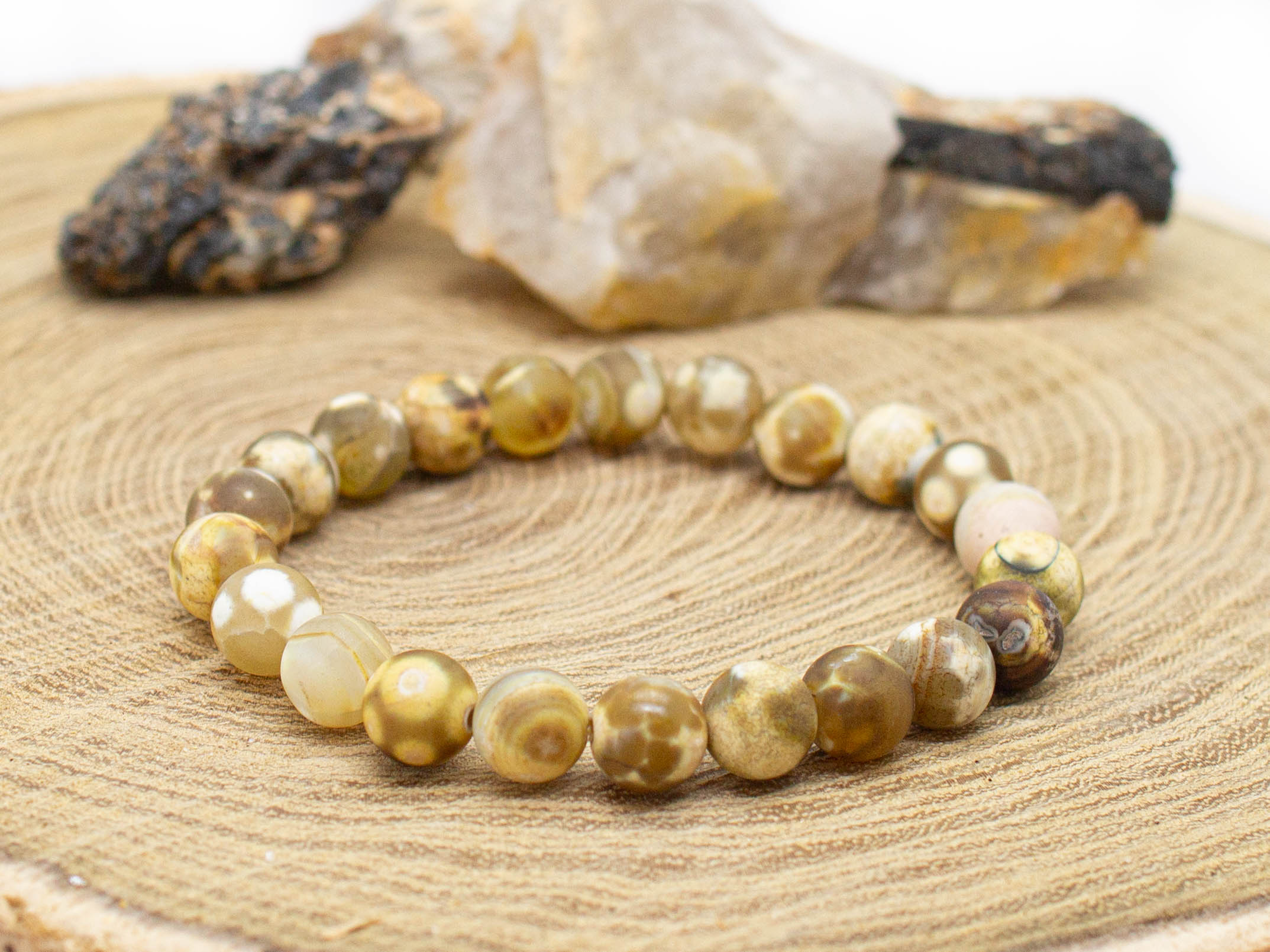 charmX  Náramek ACHÁT ohnivý 8mm Velikost: XS - 15 cm (dětská velikost)