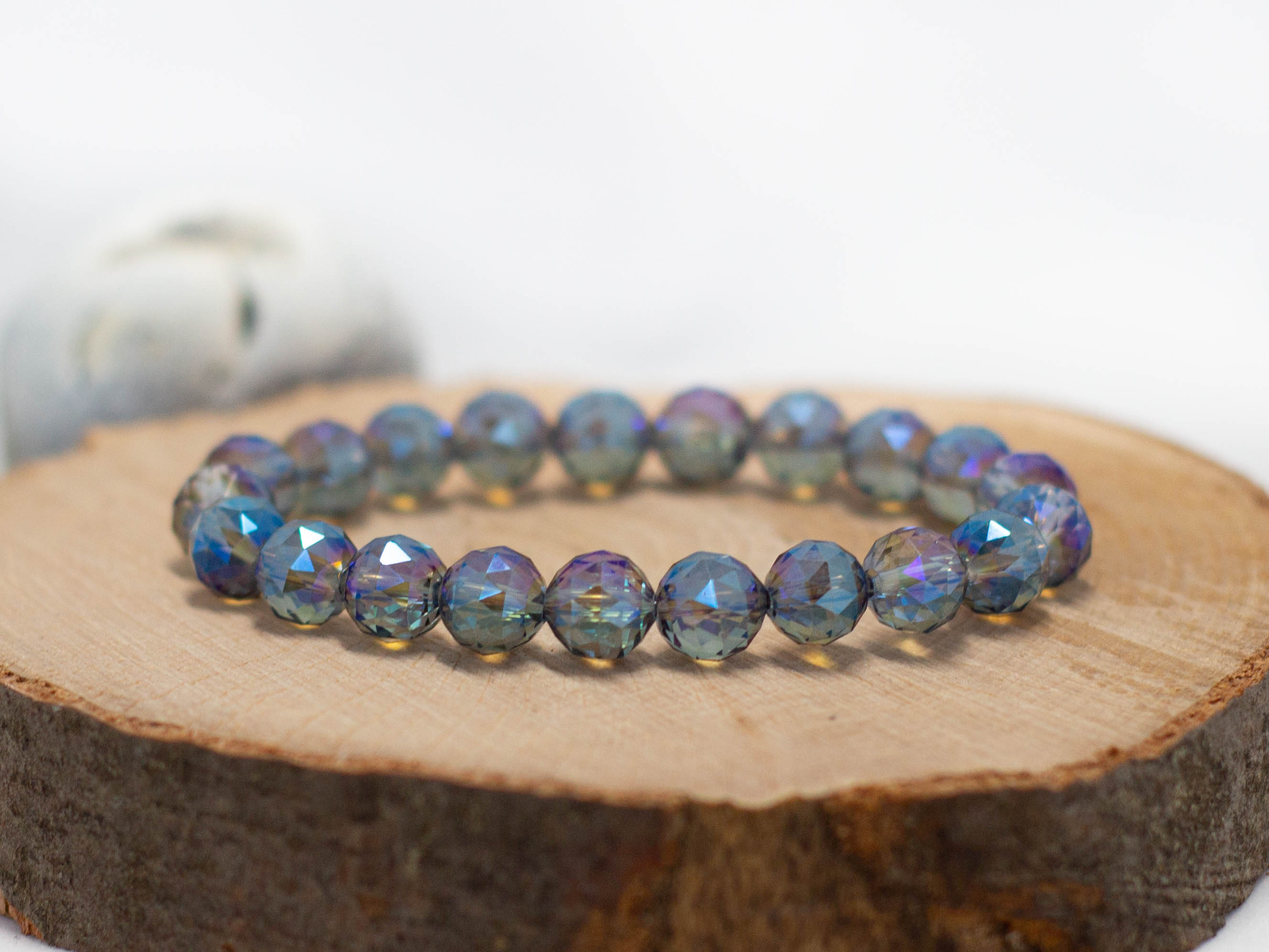 charmX  Náramek KŘIŠŤÁL aqua aura 8mm Velikost: XS - 15 cm (dětská velikost)