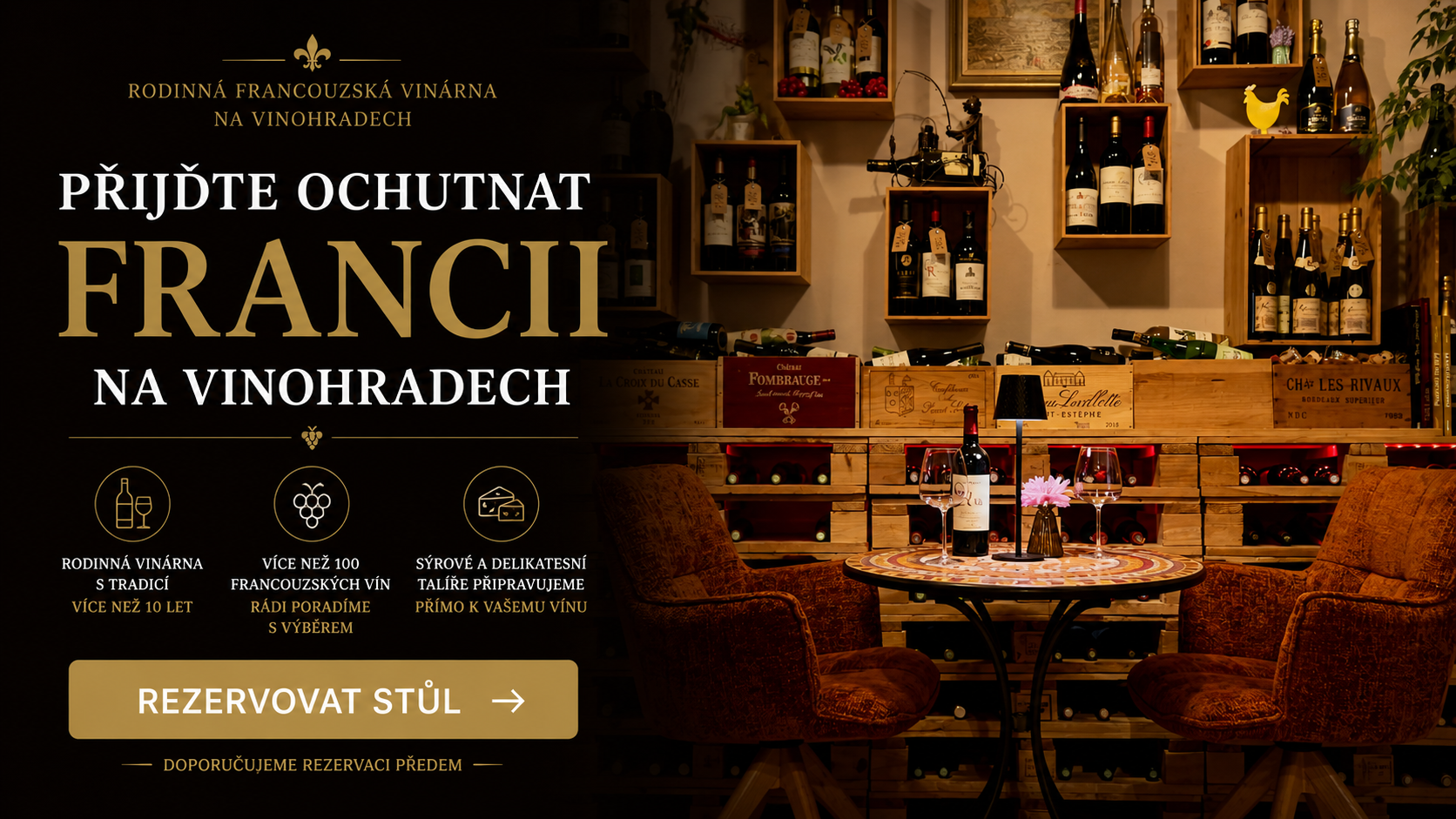 Francouzská vinárna Chateau Šafaříkova - Praha 2 Rezervace