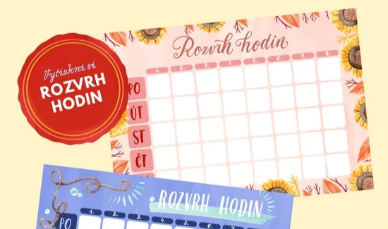 Vytiskni si - rozvrh hodin do školy