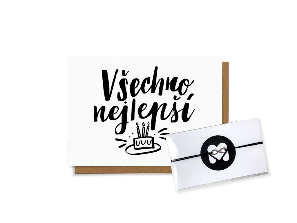 Levně Všechno nejlepší + provázkový náramek