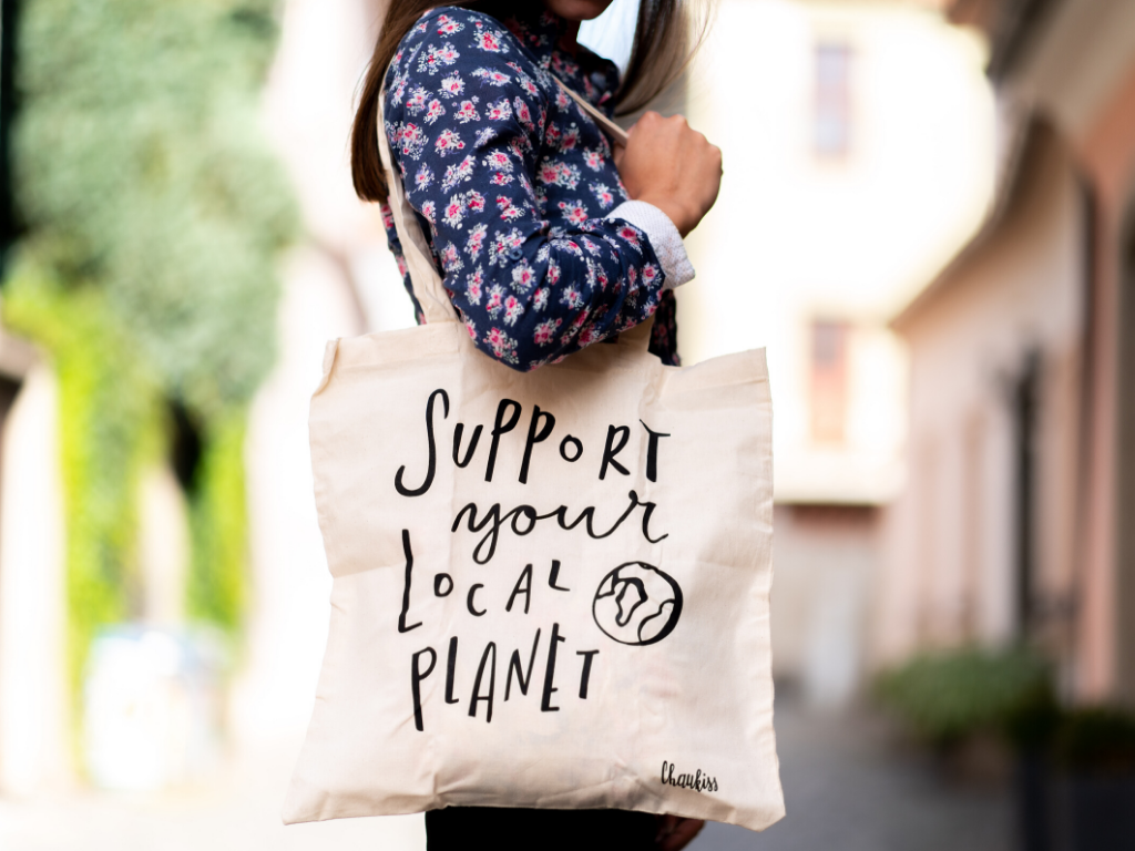 Levně Plátěná taška "Support your local planet"