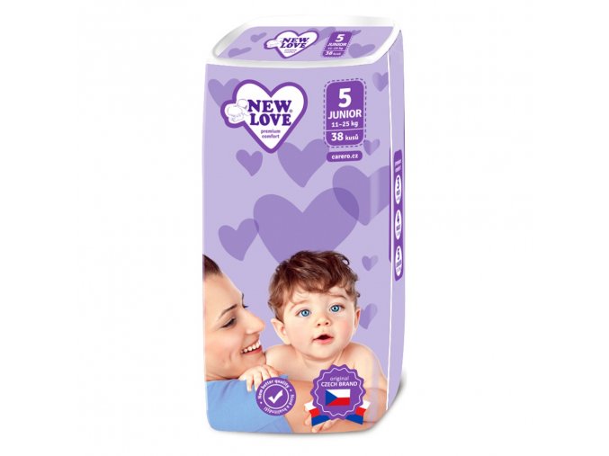 Dětské jednorázové pleny New Love Premium comfort 5 JUNIOR 11 25 kg 38 ks