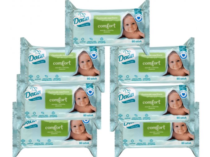 Dada Extra Soft vlhčené ubrousky Comfort 6+1 zdarma (7 x 80 ks)
