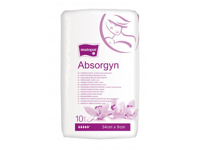 Absorgyn poporodní gynekologické vložky 34 cm x 9 cm s fólií 10 ks