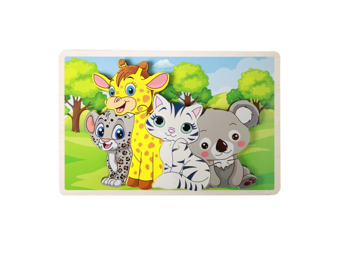 Dřevěné puzzle zvířátka 8 dílků (Rappa) (1)