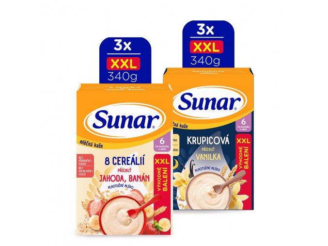 Sunar Mix karton mléčné kaše XXL (6 x 340 g)