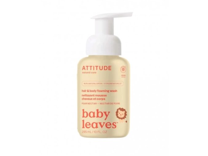 Dětská mycí pěna (2v1) ATTITUDE Baby leaves s vůní hruškové šťávy 295 ml