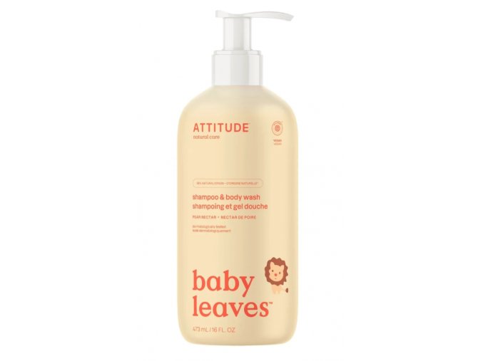 Dětské tělové mýdlo a šampon (2v1) ATTITUDE Baby leaves s vůní hruškové šťávy 473 ml (1)